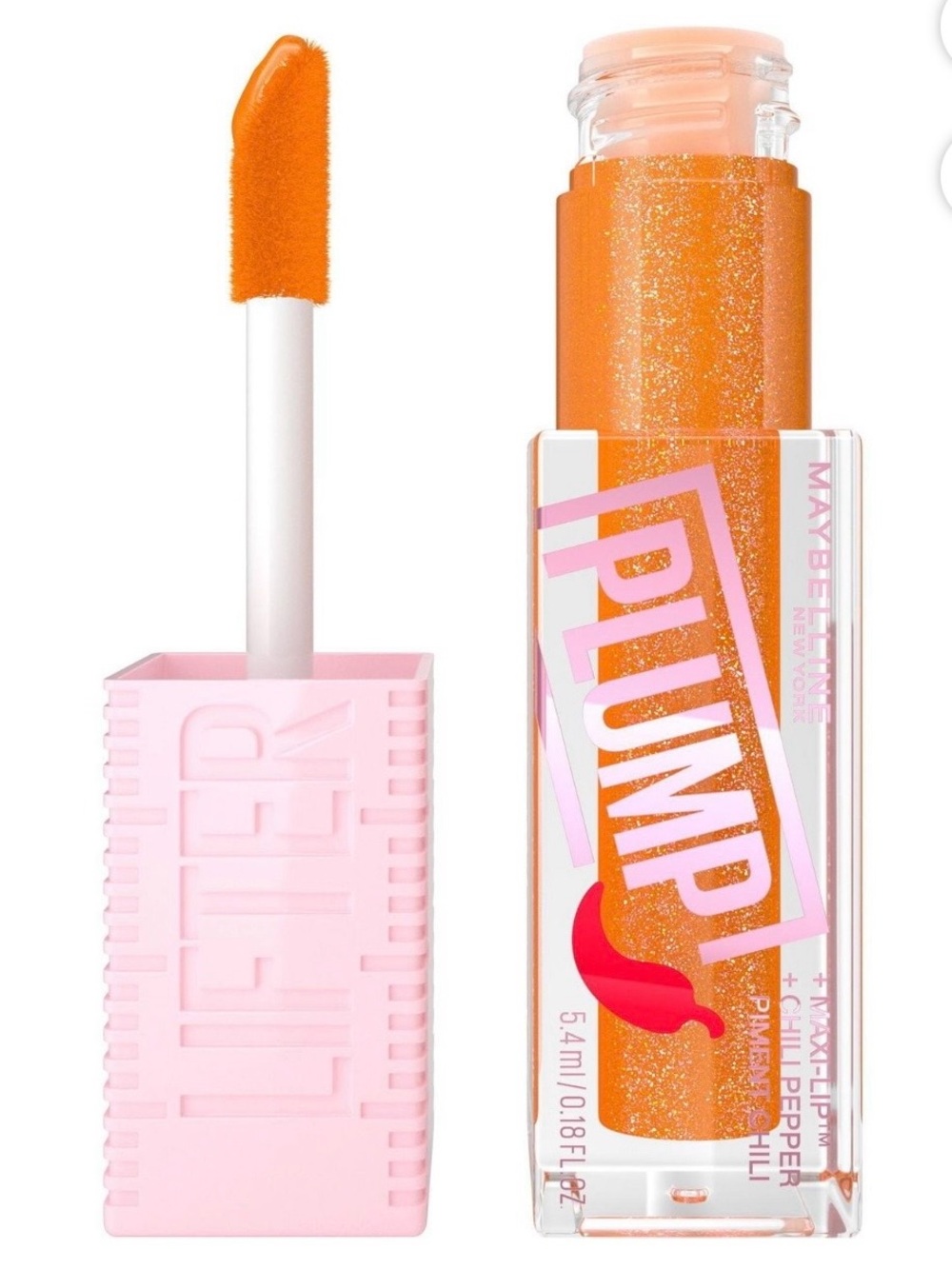 008 Hot Honey / Maybelline Plump Lip Gloss - Orange Shimmer